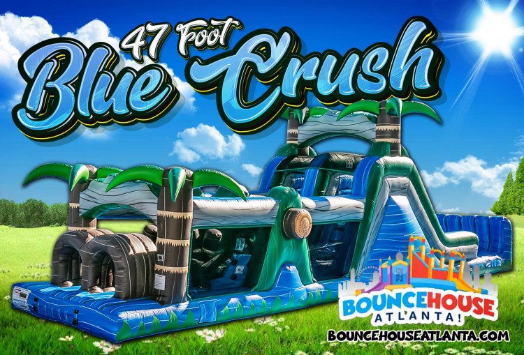 47' Blue Crush Obstacle Course with Dual Lane Slide