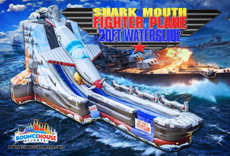 20' Shark Mouth Fighter Jet Water Slide