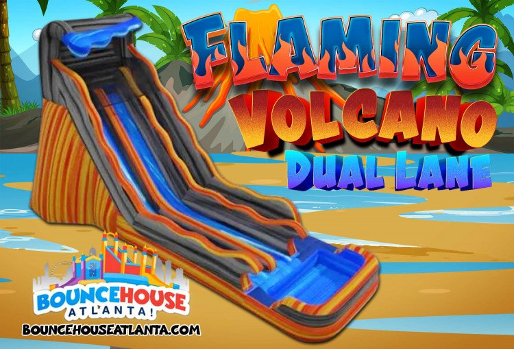 20' Flaming Volcano Dual Lane Water Slide