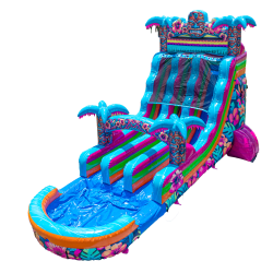 Hibiscus Dual Lane Water Slide 1752176159 18' Dual Lane Hawaiian Hibiscus Water Slide